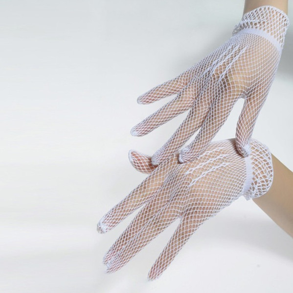 Thin mesh gloves Sexy nightclub lace fishnet gloves Wedding dress etiquette black white gloves ladies
