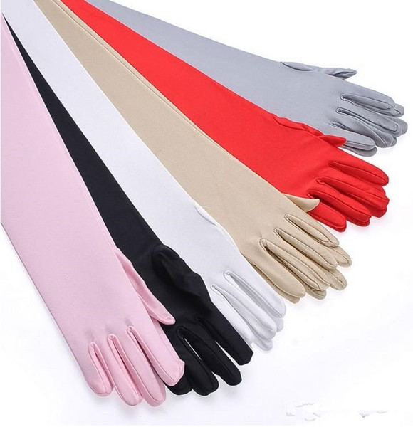 Women Evening Party Opera Bridal Wedding Satin Arm Hand Sleeve Long Gloves