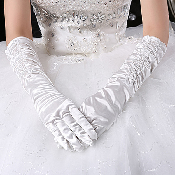 Wholesale factory direct sales bride wedding gloves wedding dress la Zou satin surface white gloves spot