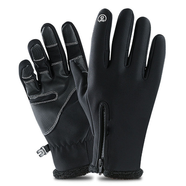 Outdoor Waterproof Designer Gloves Winter Touch Screen Men Warm Riding All Ffinger Zipper Movement Brushed Gloves For Mountaineering Skiing