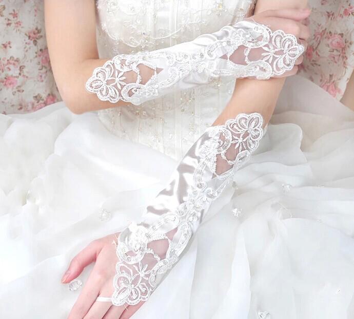 New Fashion Girl Wedding Dress Finger Gloves Child Flower Gown Ball Glove Kid Butterfly Floral Beaded Mittens Performance