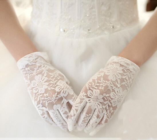 Black/White/Ivory/Red Wedding Gloves 2017 New Full Finger Bridal Gloves luva de noivas Gants Mariage Femme Crocheted Gloves Wedding Accessor