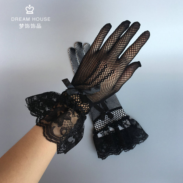 2018 Hottest Sale Party Gloves Bridal Gloves white Black Lace Long Elegant Wedding Party Gloves Cheap