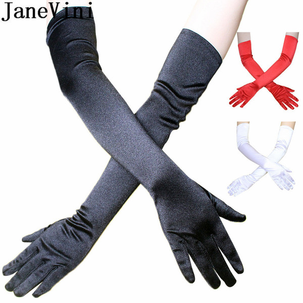 JaneVini 55CM Long Satin Wedding Gloves for Bride 21.5