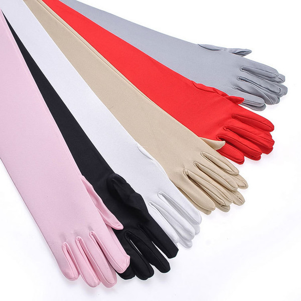 5 Color Women Evening Party Long Gloves Bridal Wedding Satin Arm Hand Sleeve Gloves