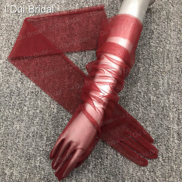 Long Sheer Tulle Gloves Wedding Bridal Gloves Elbow Long 9 Color Photo Shooting Accessory Holiday DIY Gloves 2018