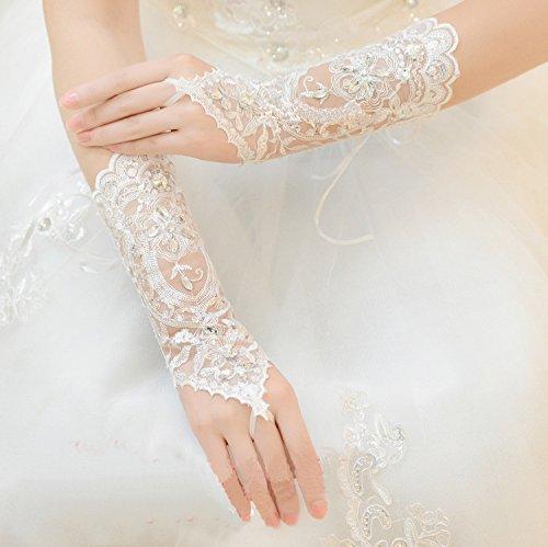 Fingerless Lace Bridal Wedding Gloves with Crystal Beaded Prom Evening Gloves for Women Rhinestone Sequin Bridal Wedding Accessories