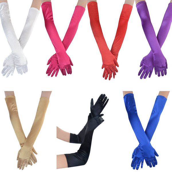 New Bride gloves in black and white bask long satin opera performances autumn winter wedding dress accessories