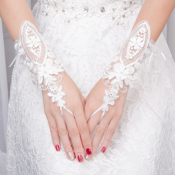 2019 fashion new high quality bride wedding jewelry gloves bride wedding dress adult hook finger lace gloves