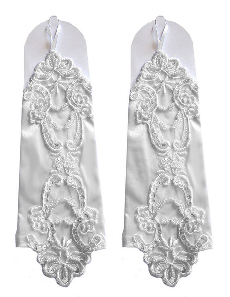 White Fingerless Beads Bridal Gloves Sequin Applique Wedding Dress Party Gloves Cheap Wedding Accessories In-Stock Free Shipping New Arrival