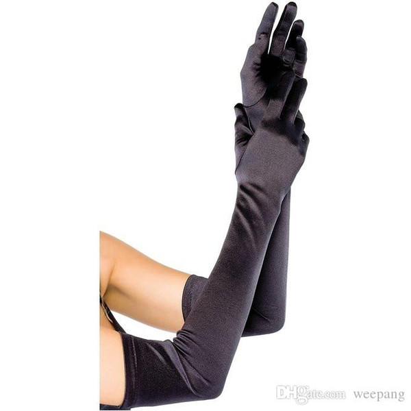 Long Party Bridal Dance Gloves Opera White/Black/Ivory/Red Finger Wedding Gloves Satin Cheap Wedding Gloves 55 cm