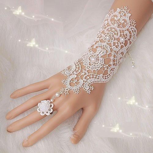2017 New 5Pair Fingerless Lace Wedding Gloves New Hot Sale Fashion White,Ivory Bride Bridal Gloves With Ring Bracelet