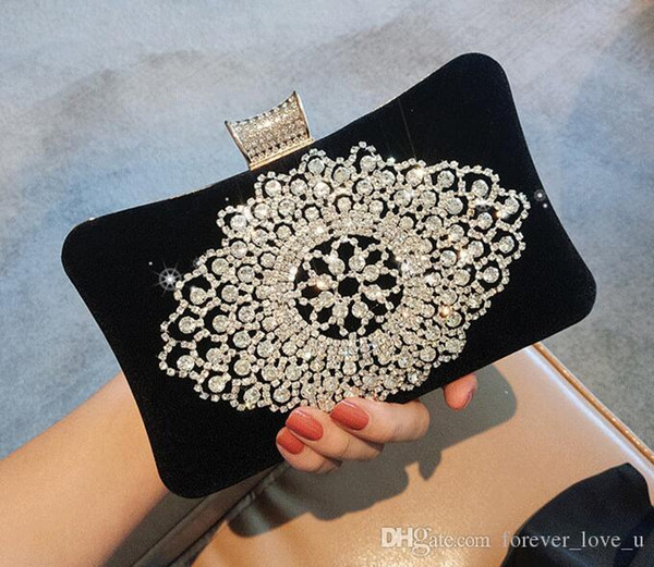 Newest Handmade Crystals Small Bag Shoulder Bridal Hand Bags Wedding Party Evening Black Red Hand Bags Inexpensive High Quality