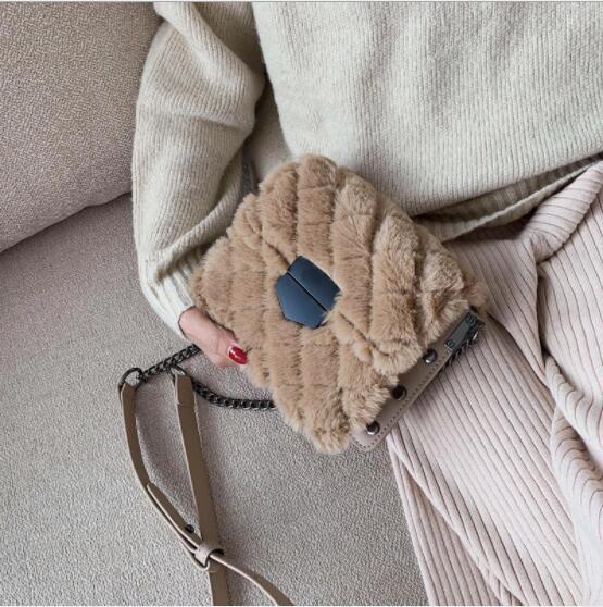 Foreign Trade Plush Bags Women Winter Single Shoulder Diagonal Chain Small Square Bag ins Fashion Korean Version of Bag Handbags