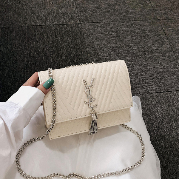 Women Luxury Designer Bag Handbags Portable Fairy tassel chain bag fashion cross-body small square bag Contracted Wind Temperament