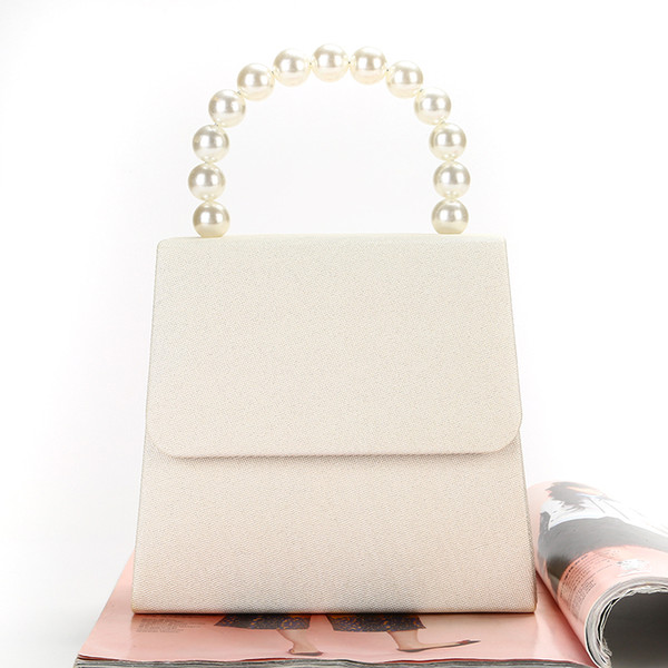 New flash materials Evening bag handmake pearl handle PU banquet handclutch portable Inclined hand bags good quality good brand