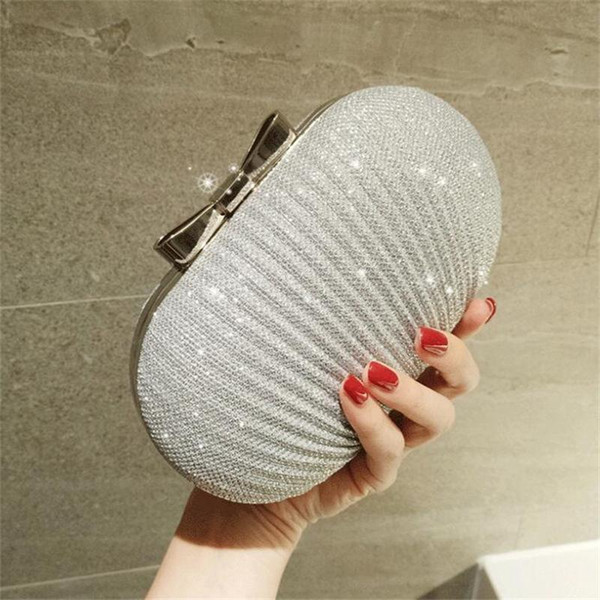 Chic Sparkly Bridal Hand Bags for Weddings In Stock Sliver Gold Women Designer Luxury Handbags Purses Evening Clutches Chain Bag