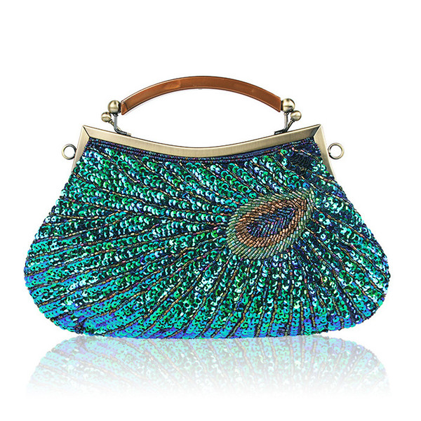 9colors Vintage Evening Bags Beaded Bridal Clutch Purse Wedding Clutches Prom Party Clutches Beaded Peacock Handbag Bridal Clutches