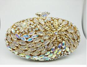 Gift Box Lady Vintage Luxury Diamond Evening Bags Real Gold Plated Women Crystal Flower Clutch Bag For Wedding Bridal Clutches