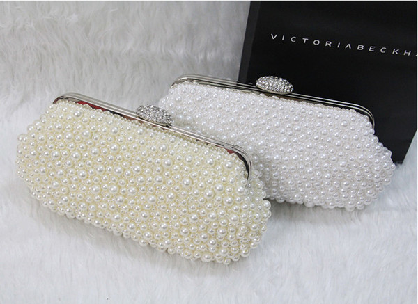 Square Pearls Rhinestone Beaded Bridal Hand Bags Beautiful Cheap Sale Online Bridal Wedding Accessories Evening Handbags Crutch Bag 2019