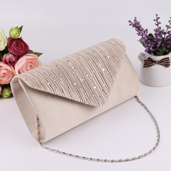 High Quality Cheap Women Satin Evening Bags Crystal Beads Bridal Hand Bags Clutch Box Handbags Wedding Clutch Purse for Women