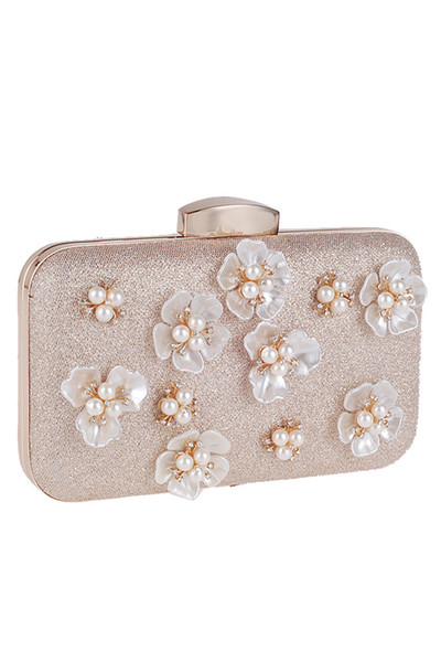 Hand Made Flowers Pearls Bridal Hand Bags Women Clutch Bags For Evening Celebrities Ladies Minaudiere Bags with Chain CPA955