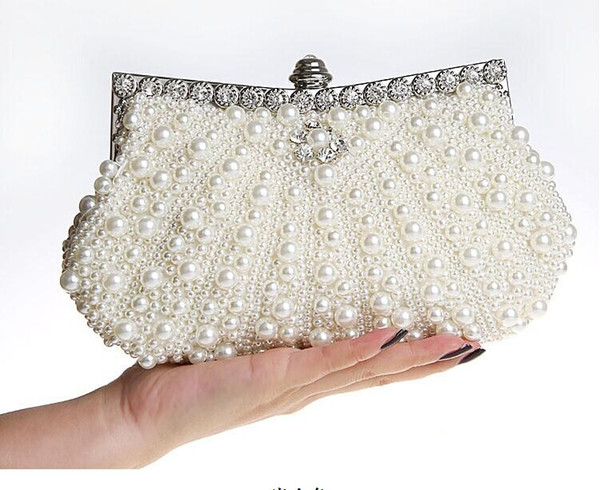 beautiful beaded ivory Bridal Handbag Wedding Bag Champagne Pearl in Women's Handbags Banquet Evening Party Prom Clutch Bag