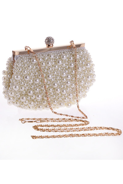 2017 Hot Cheap Crystal Pearls Bridal Bags with Chain Women Wedding Evening Prom Party Handbag Shoulder Bags Clutch Bags CPA960