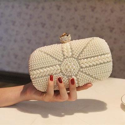 Hot Style 2015 Fashion Pearls Women's Handbag Full Pearl Bridal Satin Party Clutch Woman Bags For Evening Wedding