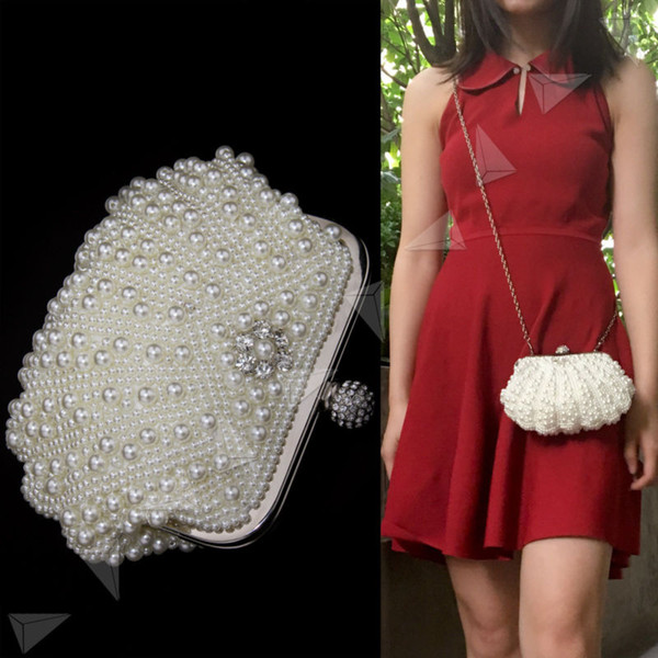 Wedding Bridal Bag Clutch Beaded Evening Handbag Pearl Shell Clutch Bag Evening Bridal Bag Wedding Fashion Prom Handbag