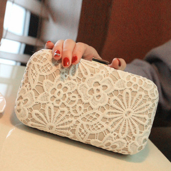 Lace Bridal Hand Bags 2017 Style Fashion Lace Flower Women Clutch Bags For Party Evenings Formal Handbags