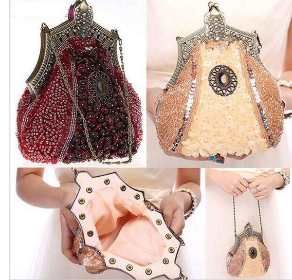 2016 New Evening Bag Handmade Glass Beads Clutch Bag Delicate Banquet Bags Vintage Wedding Party Purse