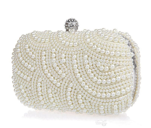 2016 Latest Sparkle Shining Crystal Pearls Bridal Hand Bags with Chain Women Wedding Evening Prom Party Bags Bridesmaid Bags