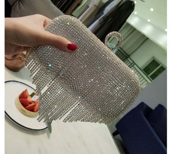 2018 New fashion sweetheart beaded women handbag elegant evening bag bling bling clutches rhinestone sequins handbag for bridal