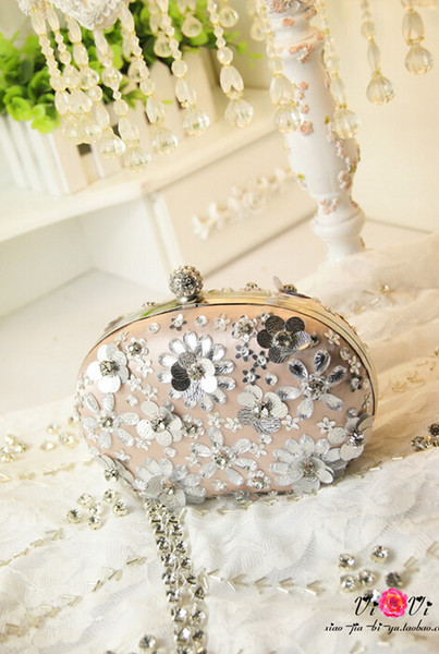 2015 Hot Selling Diamond package bridesmaid bag crystal sun flowers diamond sequined party prom handbag petal shoulder bags single strap