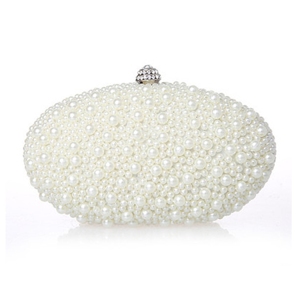 New Arrival 2016 Ivory Red Black Pearls Bridal Handbags For Women Cheap High Quality Hobos Diamonds Wedding Party Clutch Bags EN603