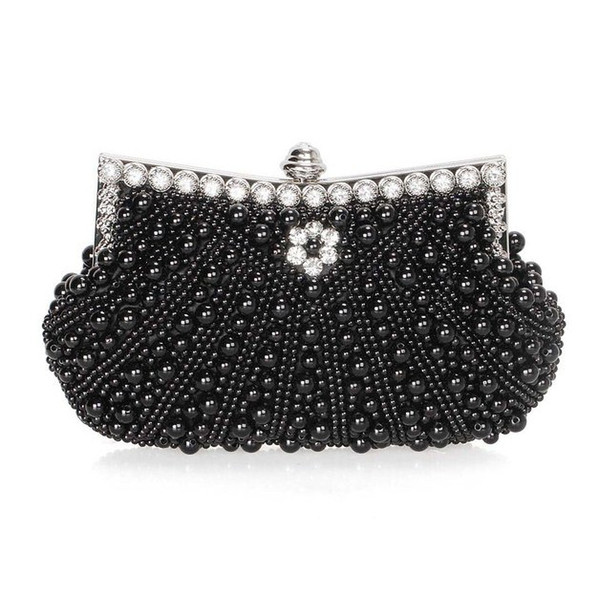 2017 Hot Selling New Elegant Handmade Diamonds Shell Imitation Pearl Lock Hasp Chain Clutches Bridal Accessories Bridal Hand Bags