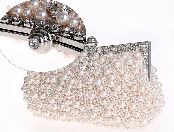 beautiful beaded ivory Bridal Handbag Wedding Bag Champagne Pearl in Women's Handbags Banquet Evening Party Prom Clutch Bag