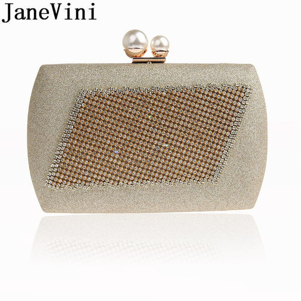 JaneVini Rhinestones Handtas Bling Bling Bride Clutch Vintage Wedding Handbag Crystal Hand Shoulder Bags Carteiras Femininas Festas