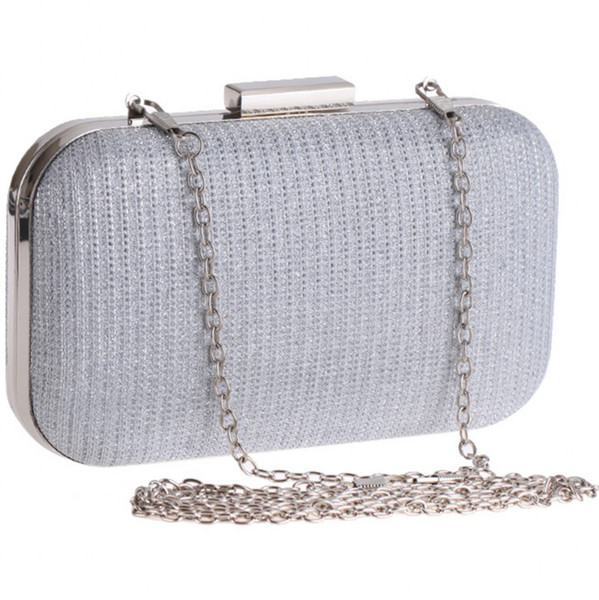 Shiny Glitter Silver Black Bridal Hand Bags Clutch Bags For Formal Party Occasions with Chains Ladies Minaudiere Bags CPA956