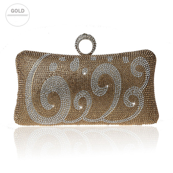 New Rhinestone Ring Buckle Handbag Fashion Dinner Clutch Bag High Quality Evening Bag Wedding Party Bride Purse