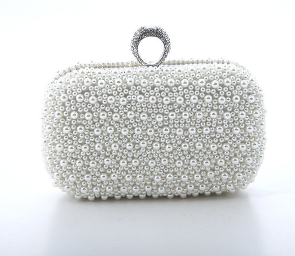 Hand made beautiful beaded ivory Bridal Handbag Wedding Bag Pearl in Women's Handbags Banquet Evening Party Prom Clutch Bag