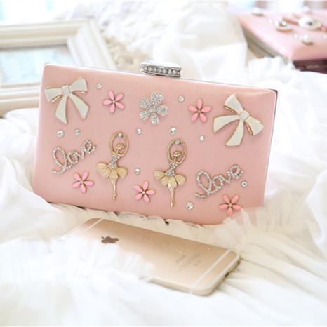 Pink Girl Bridal Hand Bags Night Club Party Clutch Evening Bags Handbags Bridal Accessories Box Shaped Bags Hard Case Bag