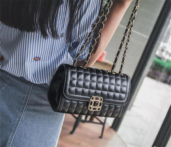 2018 Luxury Ladies Handbags High Quality PU Leather Fashion Chain One Shoulder Bags Vintage Cross Body Black Handbag