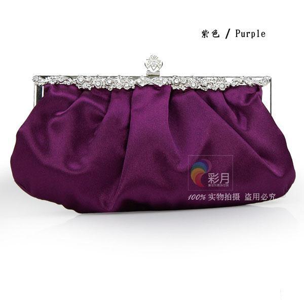 Free shipping Satin Burgundy white black champagne Evening Party Clutch Elegant Wedding Burgundy Bridal Handbag