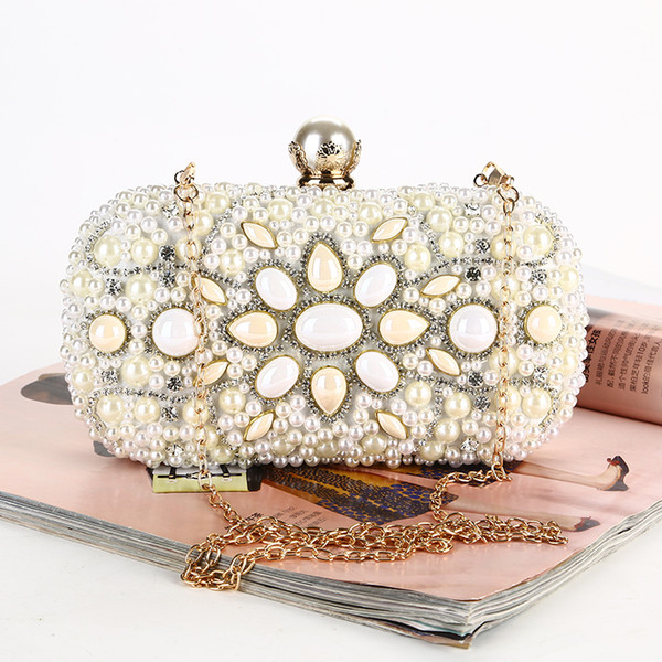 Pearl dinner bag Set with diamond fashionable person new evening outfit bag The dress hand - made beaded embroidery bag best price