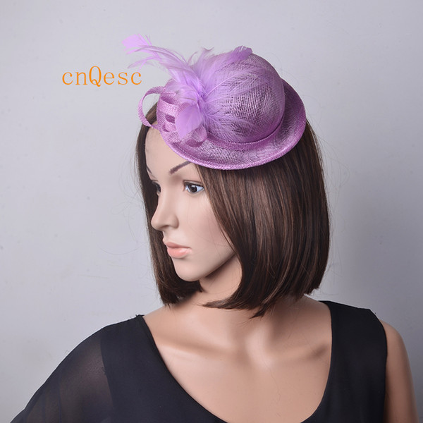 Lilac purple Mini small Ladies hat sinamay fascinator for Wedding Party Races.