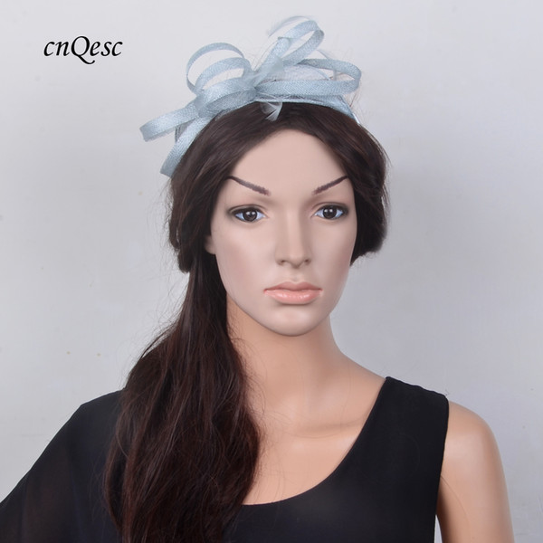 2018 new pale blue simple Fascinator Sinamay hat bridal accessories for Kentucky Derby Wedding races party