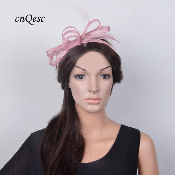 NEW elegant BLUSH PINK MAUVE Small Fascinator Sinamay wedding hat for Kentucky Derby Wedding races party