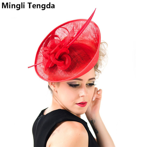 Mingli Tengda Pink Wedding Hats for Women Elegant Vintage Bridal Hats Wedding Accessories 2018 chapeaux de mariage pour femme